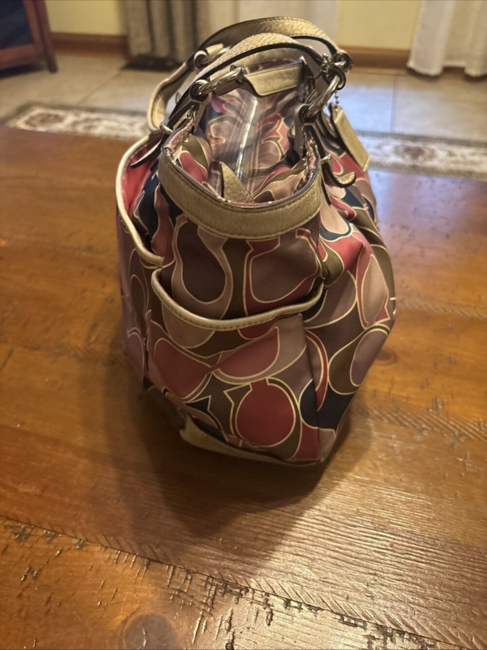 Coach Signature Scarf Sateen Tote Pink - Picture 4 of 8